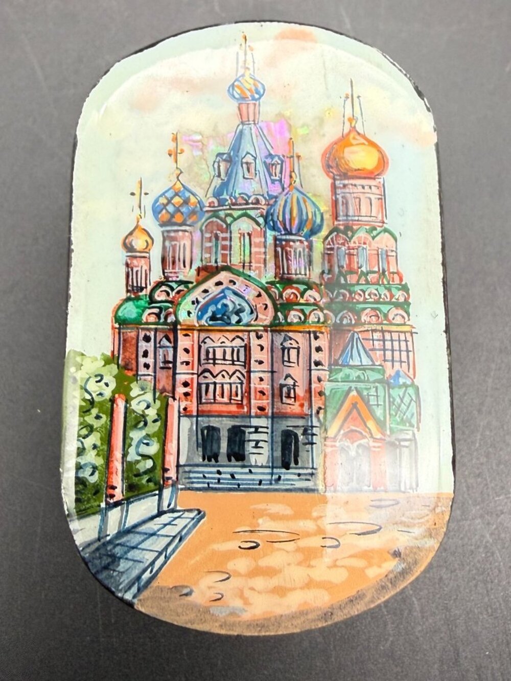 Hand-painted Russian Miniature Hinged Lacquer Box "Savior on Spilled Blood"